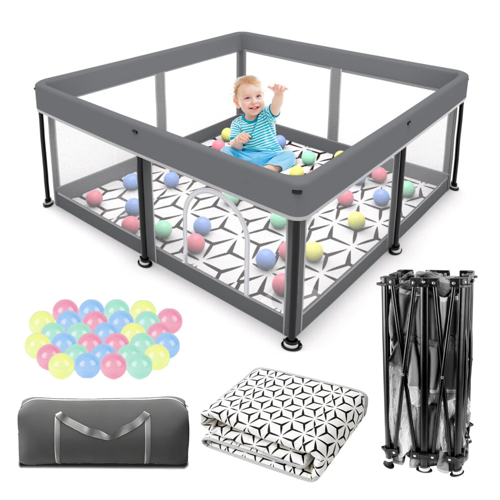 Colpart Foldable Baby Playpen With Mat - Portable, Spacious & Sturdy Play Yard For Babies And Toddlers, Quick 1-Minute Setup, Travel-Friendly, Safe & Durable