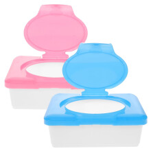 HEALLILY 2Pcs Baby Wet Tissue Box:Baby Wipe Dispenser Storage Box Wet Wipe Case Container for Inside Home Travel (Pink +Blue)
