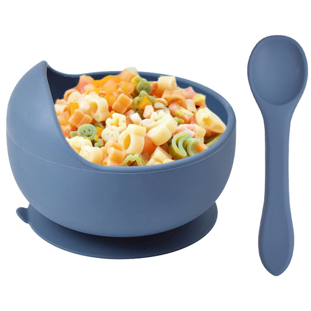 Delven Baby Bowls Spoons For Feeding,Silicone Toddler Weaning Bowls Set With Suction Bpa Free Non Slip Soft Easy To Clean Cutlery Tableware Set For C