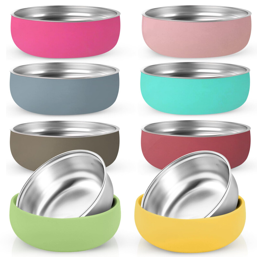 Yznlife 8Pcs 304 Stainless Steel Baby Bowls With Removable Silicone Shell Toddler Bowls Anti Scald Snack Container,Dishwasher Safe