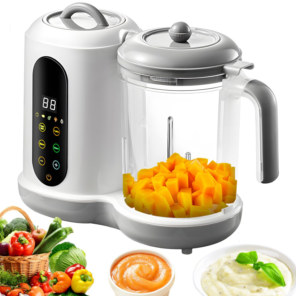 Baby Food Processer Chopper, Multifunctional Baby Food Maker And Steamer, Detachable Puree Blender With Preset Modes 4 Menu, Auto Cooking And Grindin Doyfay