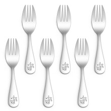 Homikit 6Pcs Toddler Forks, Stainless Steel Child Cutlery with Rounded Tines, Small Kids Training Forks for Self-Feeding & Dining, Healthy & Sturdy,
