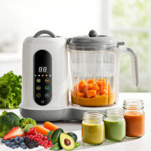 SH-RuiDu 4 in 1 Automatic Baby Food Maker, 450W Multifunctional Homemade Food Processor with Steamer, Puree Blender, 4 Preset Menus, Touch Screen Con