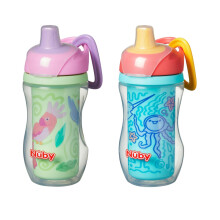Nuby Insulated Sipper Cup - Toddler Beaker with Removeable Valve | Spill-Proof | 270ml / 9oz | Suitable from 12 Months | Pack of 2 (Birds)