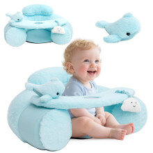 KAKIBLIN Baby Sit Me Up Seat, Inflatable Baby Seat with Cover for Babies 3-36 Months,Portable,Inflatable Sit & Play Floor Seats for Sitting Up (Blue)