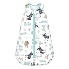 Mosebears Baby Winter Sleeping Bag 2.5 Tog,Toddler Sleep Sack Wearable Blanket 100% cotton baby sleeping bag for Babies 0-24 Months(Blue Zoo,18-24 Mo