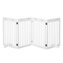 PawHut Pet Gate Foldable Fence Freestanding Dog Barrier w/ Support Feet White
