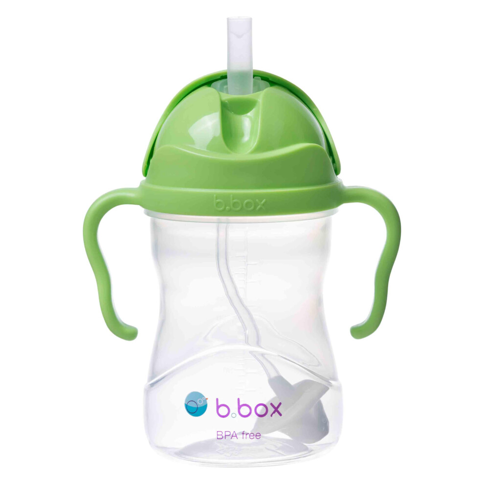 Reusable Tumbler With Weighted Straw, Single Flip Lid And Easy Grip Handles (Apple ) Green B.box