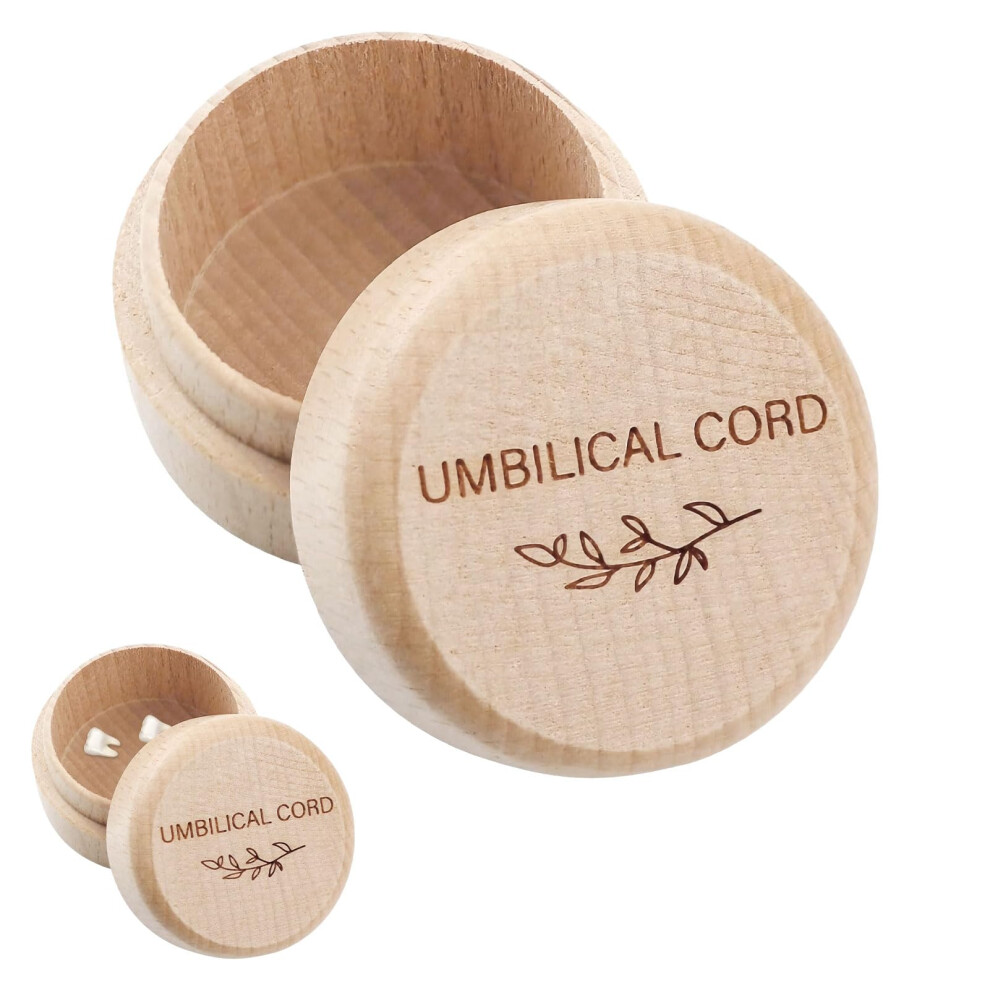 Miiqxx 1Pcs Umbilical Cord Keepsake Box,Engraved Wooden Baby Keepsake Box,Umbilical Cord & Tooth Fairy Memory Storage For Newborn,Christening,Fetal Hair & L