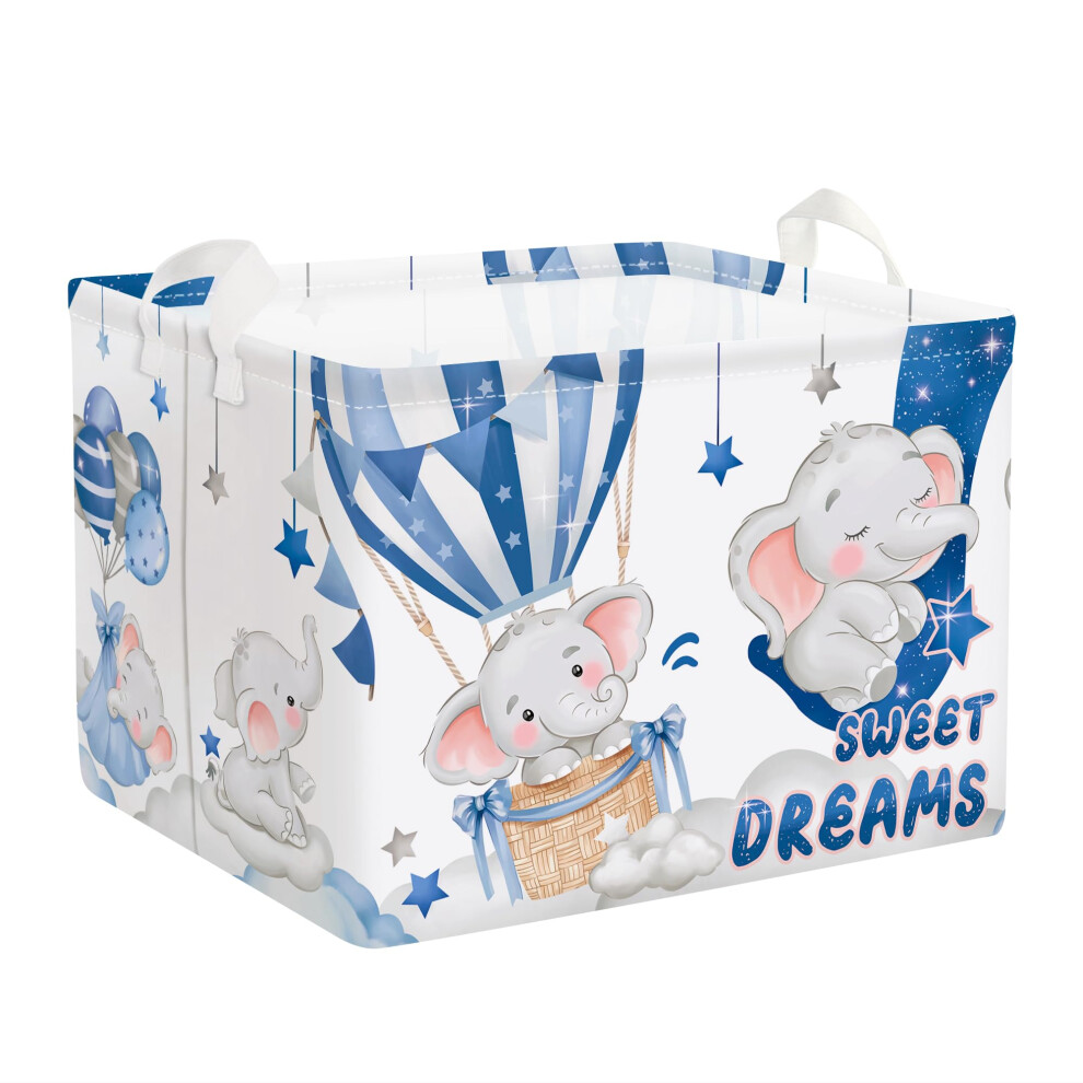 Huumonss Sleeping Animals Baby Laundry Hamper Collapsible Clothes Kids Storage Basket Large Boys Girls Gift Toy Box Bin For Nursery, Elephant, 36L