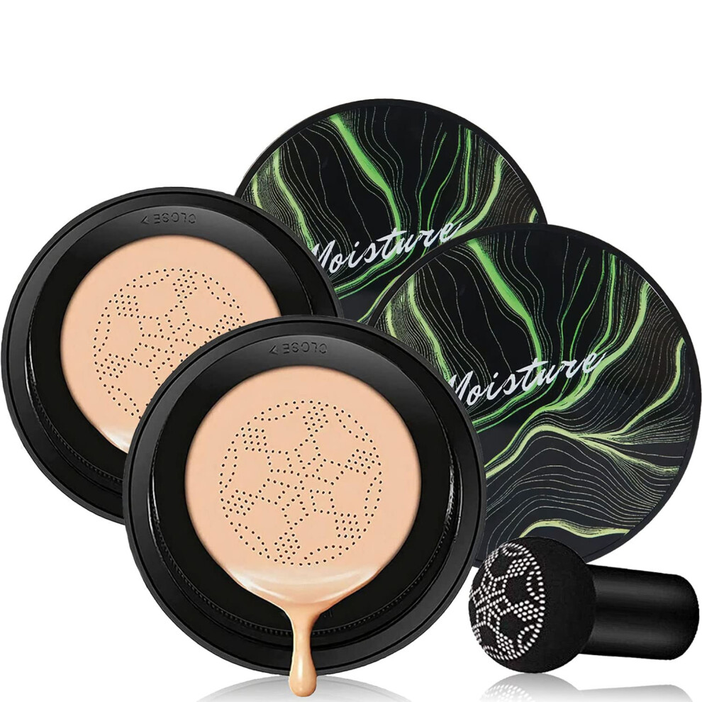 Cream Cc And Bb Set With Mushroom Head Sponge, Natural Coverage And Long Lasting Moisture