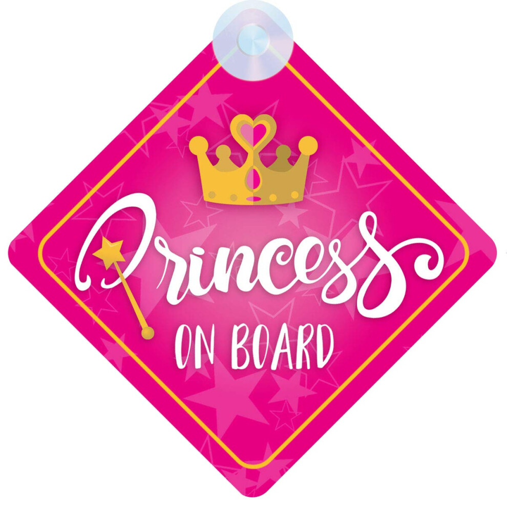 Princess On Board Car Sign For Children/Baby Girls Non Personalised Character Theme Princess021 Qg Ltd