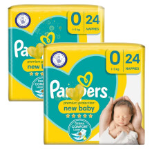 Newborn Nappies Bundle | 2 Packs of Size 0 Premium Protection, Total of 48 Size 0 New Born Nappies | Hubsidia Bundle