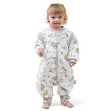 MIKAFEN Baby Sleeping Bag with Feet 2.0 Tog, 100% Cotton, Children's All-Year with Removable Sleeves with Legs, Spaceship 18-36 months