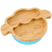 bamboo bamboo  Baby Plate– Kids and Toddler Suction Cup Bamboo Plate for Babies | Non-Toxic | Cool to The Touch | Ideal for Baby-Led Weaning (Lamb,