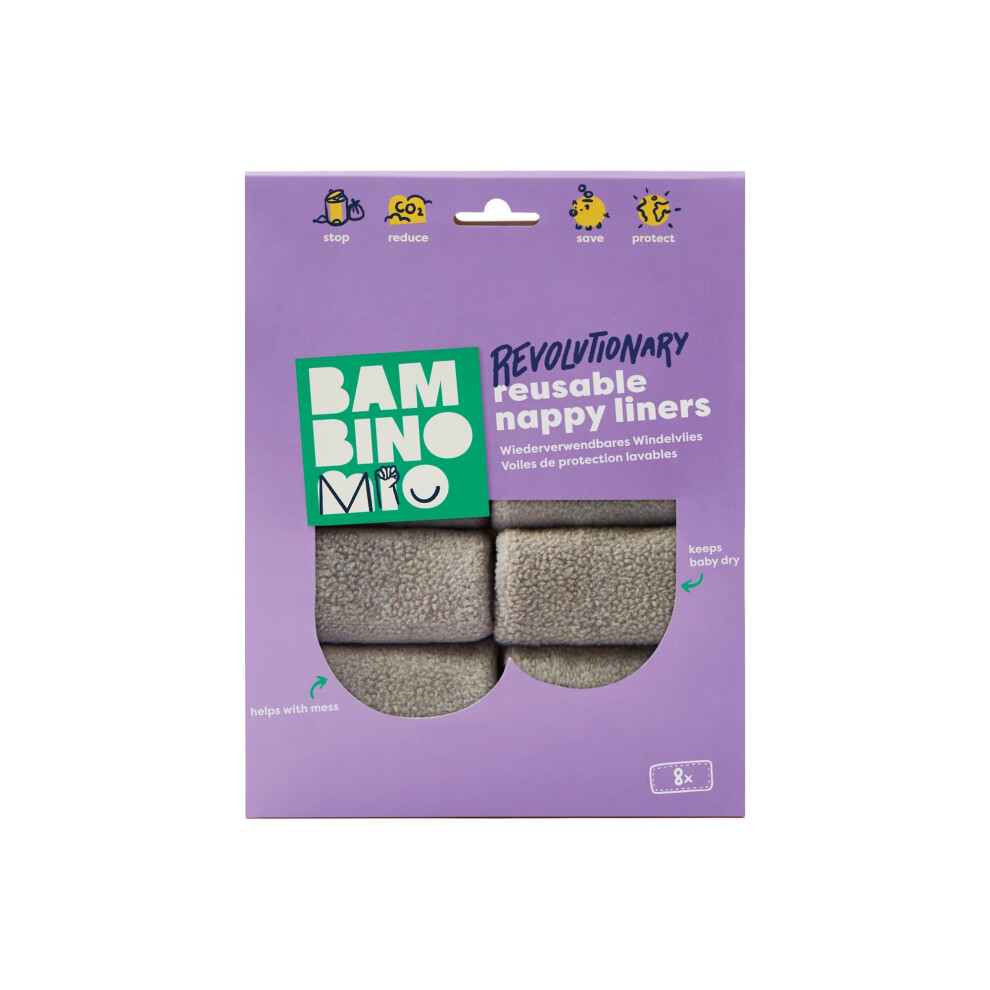 Photos - Nappies Bambino Mio , Revolutionary Reusable Nappy Liners - Washable Liners, Sustainable and Chemical-Free, Pack of 8 - Packaging May 