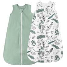 LILBESTIE Baby Sleeping Bag 1.0 Tog, 100% Cotton Summer Newborn Sleeping Bag Baby 6-12 Months, Toddler Sleep Sack Lightweight Sleep Bag, Leaves & Gre