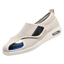 Men's Orthopedic Diabetic Shoes Extra Wide Fit Adjustable Open Toe Non Slip Breathable Beige 7 UK
