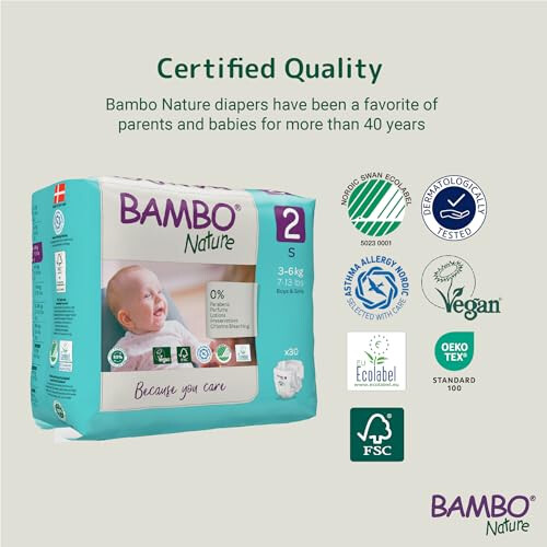 Bambo Nature Premium Eco Nappies, Size 2 (7-13lb/3 1