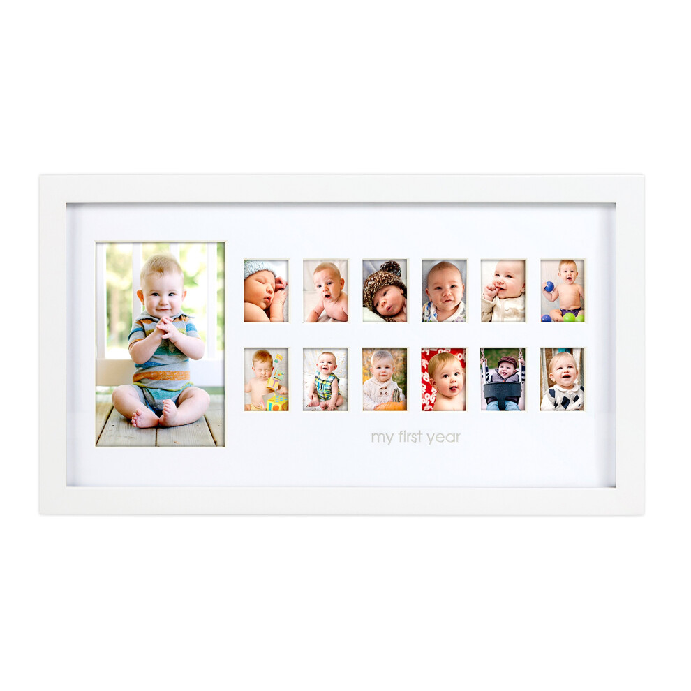 Photo Moments Baby First Year Keepsake Frame, White Pearhead