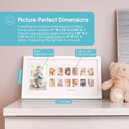 Pearhead Photo Moments Baby First Year Keepsake Frame, White 1