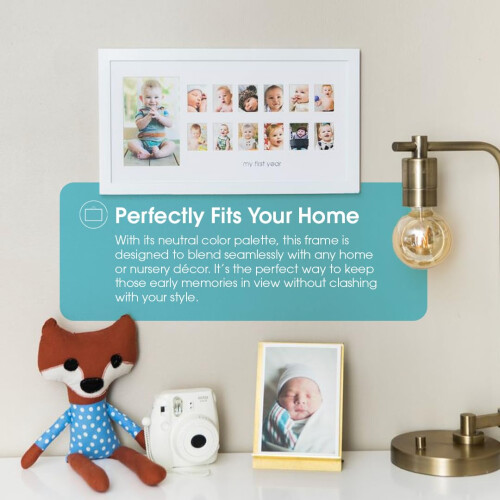 Pearhead Photo Moments Baby First Year Keepsake Frame, White 2