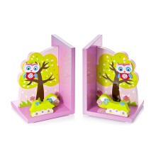 Mousehouse Gifts - Wooden Children's Bookends, Charming Pink Owl Kids' Room Decor for Boys & Girls