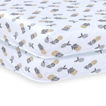 Indus Textiles 2 Pack Cot Bed Fitted Sheets Easy Care Soft and Dureable, Pineapple - 60 x 120 cm