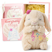 Tickle & Main Everybunny Prays, Baby and Toddler Gift Set with Praying Musical Bunny and Prayer Book in Keepsake Box, Girls, Pink