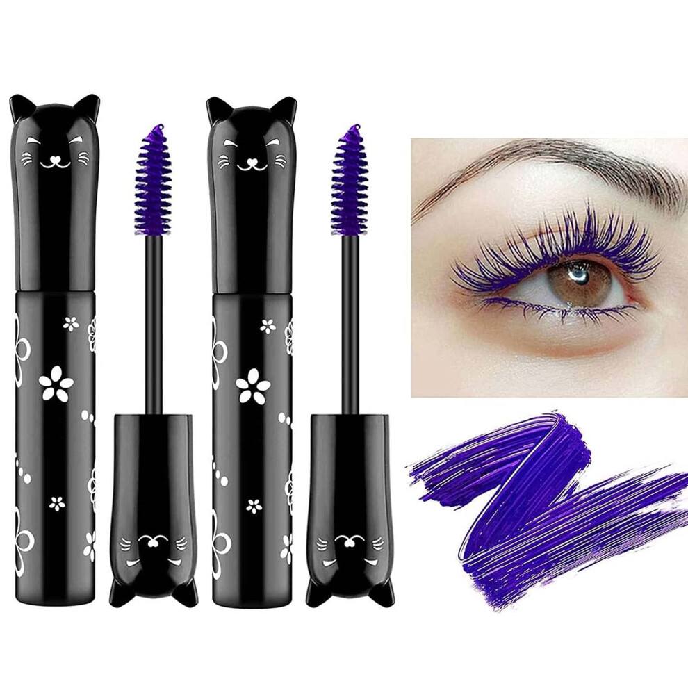Purple Mascara 2 Pack Waterproof Volumizing Lengthening Bold Color Hypoallergenic Cruelty