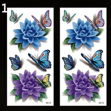 2 Pieces Temporary Tattoo Stickers with Realistic 3D Butterfly Floral Design Waterproof Body Art