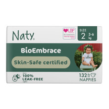 Naty BioEmbrace Baby Newborn Nappies | Sensitive Skin Safe Certified | Leak Protection up to 100% | Plant-Based Teddy Softness, Premium Comfort | Chl