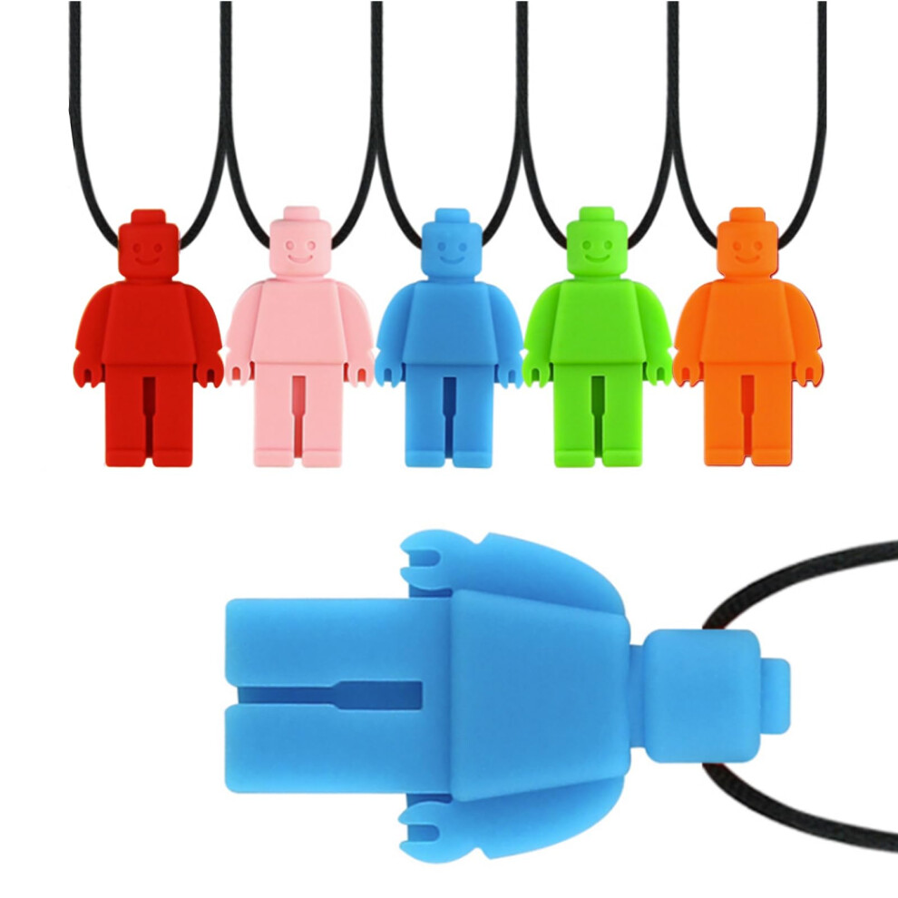 Sensory Chew Necklace, 5 Pack Silicone Chewy Buddy Robot Toys For Anxiety Relief, Oral Motor Support For Autistic Children, Adhd And Spd Fitulabo
