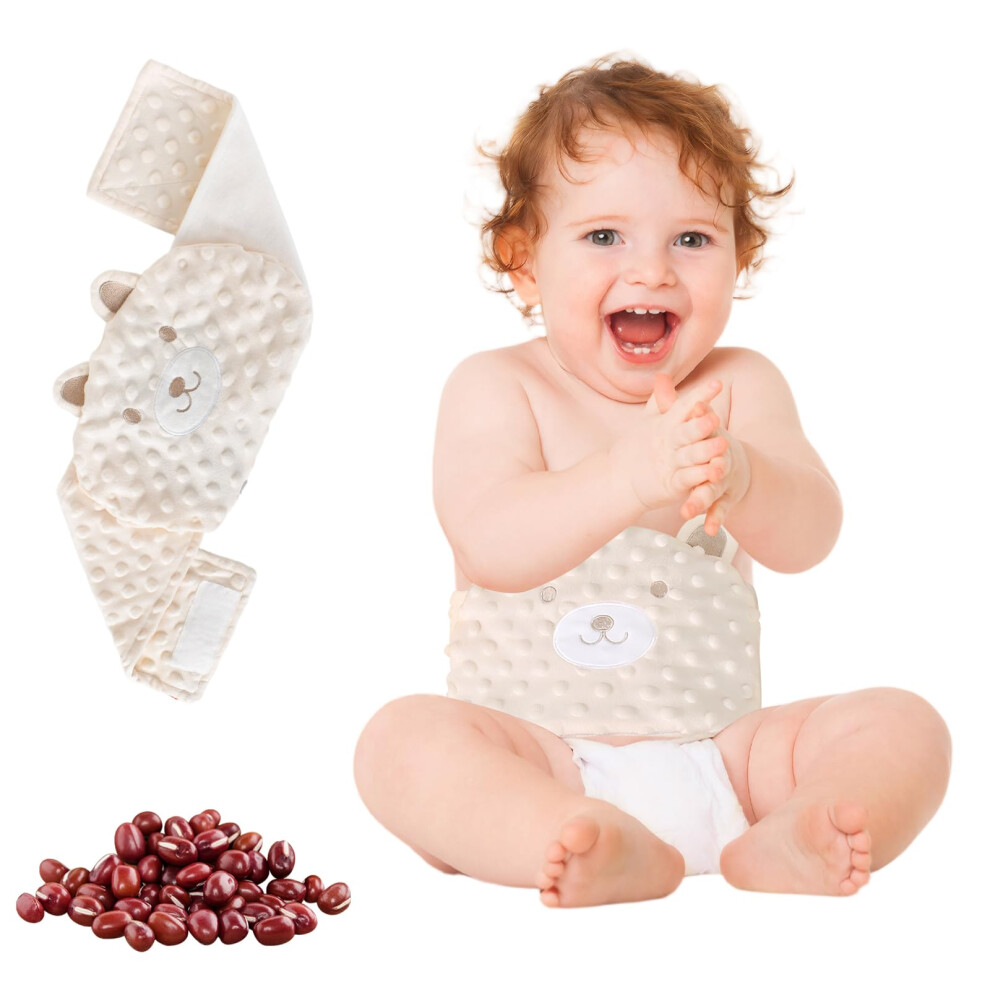 Dearbag Infant Abdominal Band, Microwaveable, Red Bean Heating Liner, Machine Washable, Adjustable Velcro, Beige, For The Relief Of Infant Abdominal Pain, Co