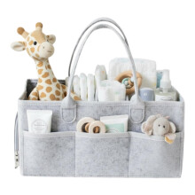 BabyLush Nappy Caddy Organiser, Newborn Essentials, Felt Nursery Storage Bag with Compartments, Essential for Newborns and Babies, Gift for Baby Show