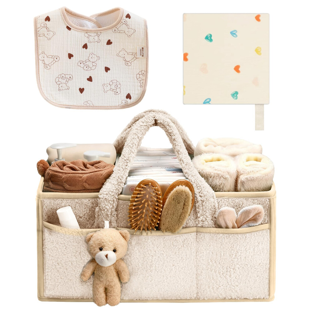 3 Pcs Nappy Caddy Organiser Set, Washable Diaper Storage Bag With Compartments Seesuno