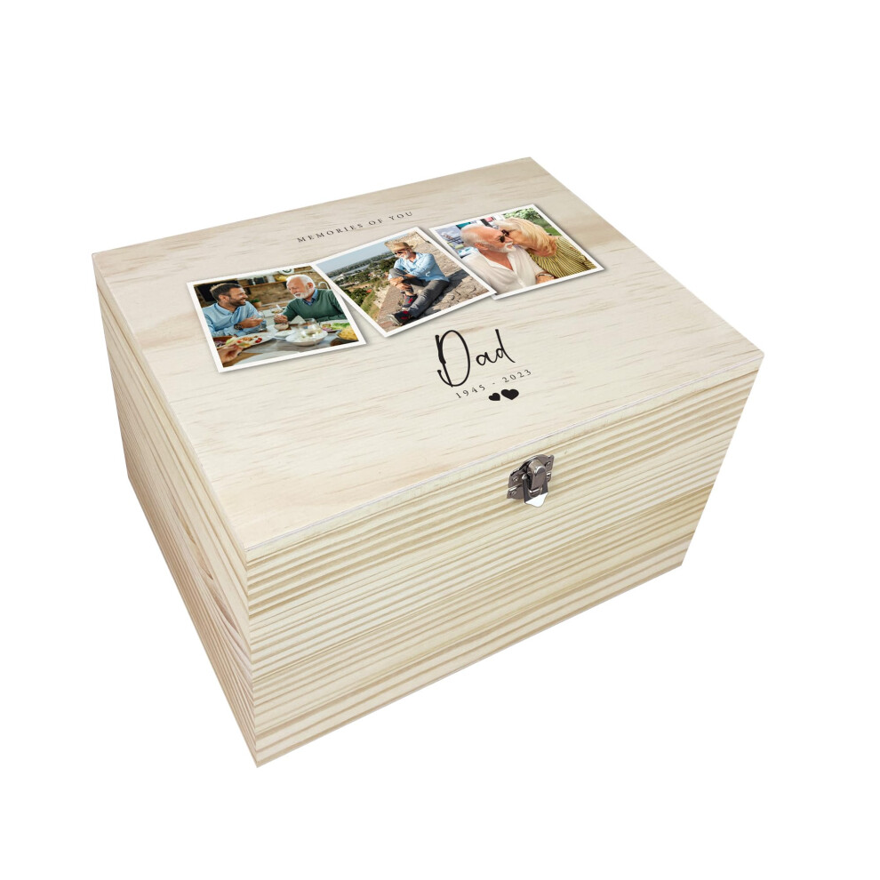 Personalised Large Wooden Memorial Photo Keepsake Memory Box | Customizable Bereavement Gift Remembrance Memorial | Metal Hinges And Clasp | Custom N The Lovely Keepsake Company