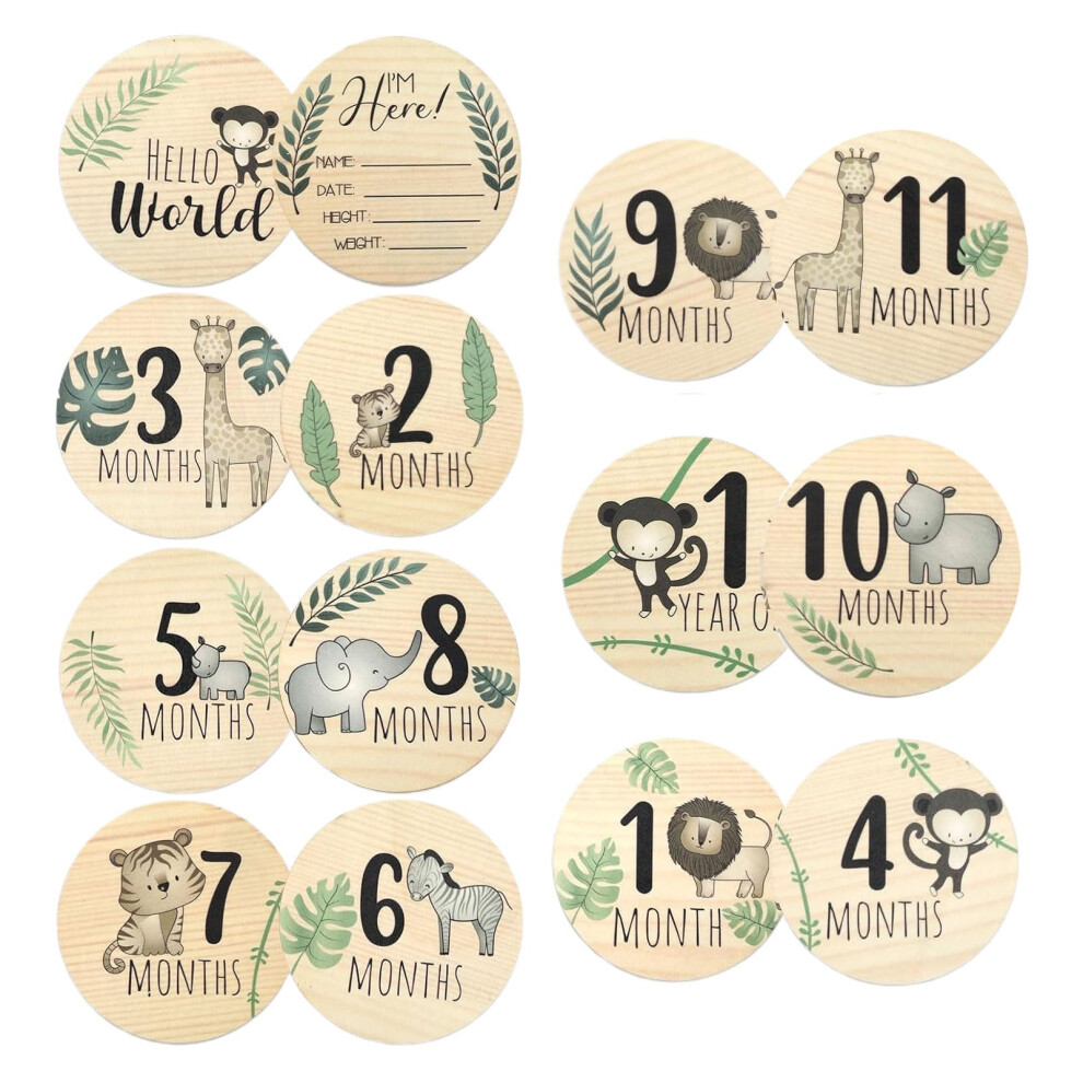 Wooden Baby Milestone Cards,7Pcs Milestone Baby Cards For Newborn,Baby Monthly Milestone Cards Double-Sided 1-12 Months,New Baby Gifts For Boy Or Gir Watlikeup