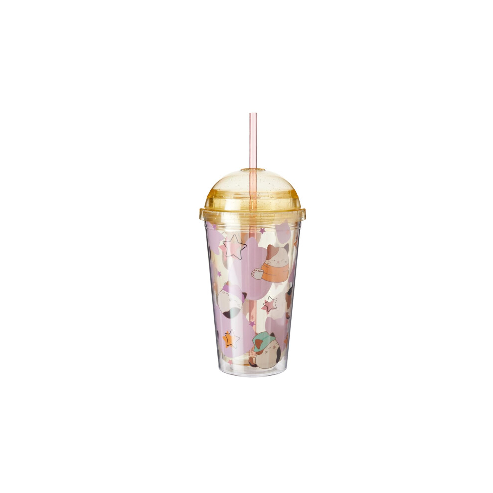 Squishmallows Sipper Tumbler With 3D Dome Top | Eco Freindly Bpa-Free Plastic & Spill-Resistant School Water Sipper With Removable Straw Gift For Hox