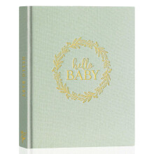 Lanpn Hello Baby Memory Book for Boy or Girl - Linen Cover First 5 Year Journal Scrapbook Photo Album - Newborn Milestone Keepsake for New Parents (G
