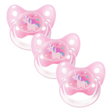 dentistar Silicone Soother Set of 3 - Size 2, 6-14 Months - Tooth and Jaw Friendly Silicone Soother with Dental Step - BPA Free Baby Accessories - Ma