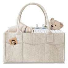 VIRAHYEM Nappy Caddy Organiser, Newborn Essentials Diaper Caddy, Portable Washable Nursery Storage Basket with Detachable Compartments, Baby Essentia