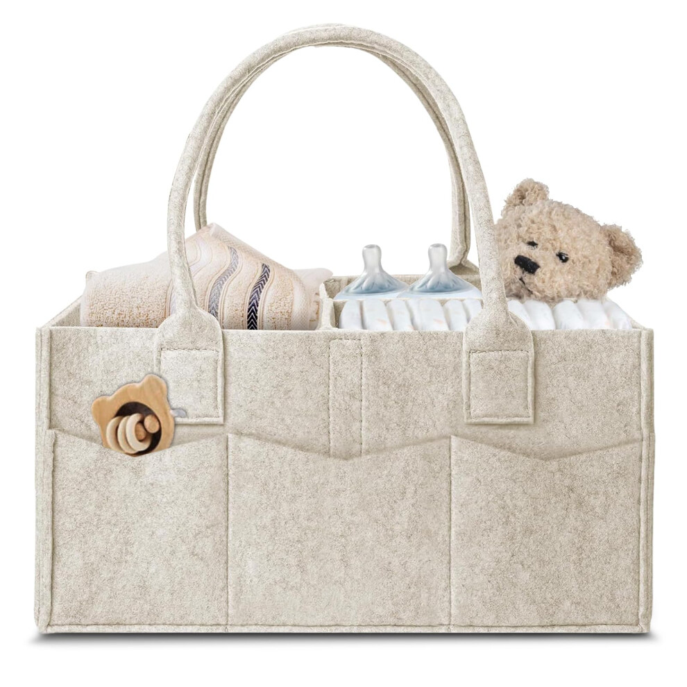 Nappy Caddy Organiser, Newborn Essentials Diaper Caddy, Portable Washable Nursery Storage Basket With Detachable Compartments, Baby Essentia Virahyem
