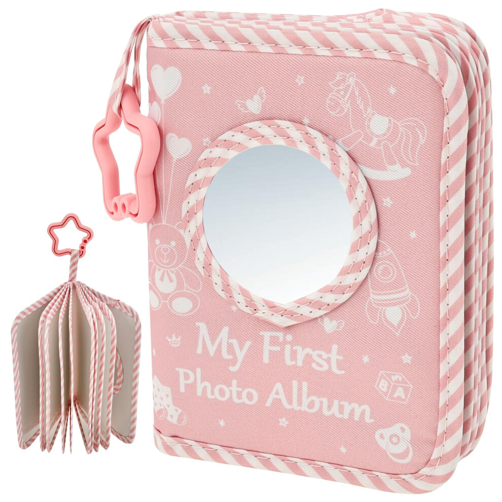 My First Family Photo Album For Baby Holds 17 Photos 4X6 Soft Baby Photo Album Memory Book With Hook & Mirror, Family Picture Albums Book For Newborn Ktcina