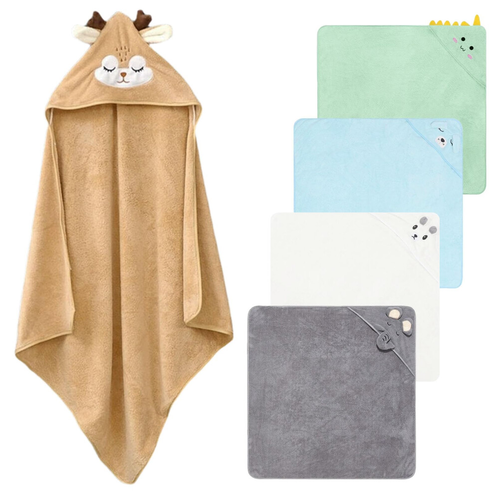 Elyyapt 5 Pack Hooded Baby Towel, Baby Bath Towels With Hood, Large Soft Absorbent Toddler Towel Cute Animal Designs Washcloths Set For Newborn Boys