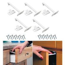 TERF White Child Safety Catch Lock Cupboard Door Drawer Cabinet Kitchen Bathroom Baby Safety Catch Lock For Children including Fixing Screw - Pack o