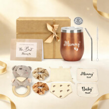 Baby Shower Gifts for Mum to Be, Newborn Baby Hamper Basket, Baby Gift Set for Unisex, Boy, Girl, New Mum Pamper Kit with Bags, Coffee Mug, Baby Bib,