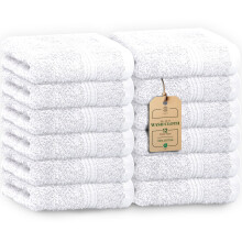HomeBurg Luxe 12-Piece Washcloth Set - 100% Cotton, Soft & Absorbent, Easy Care, Premium Towels for Face & Daily Use, 30 x 30 cm, White