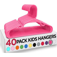 Utopia Home Plastic Kids Hangers for Clothes (Pack of 40) - Durable and Slim Baby and Children's Hangers - Space Saving (Pink)