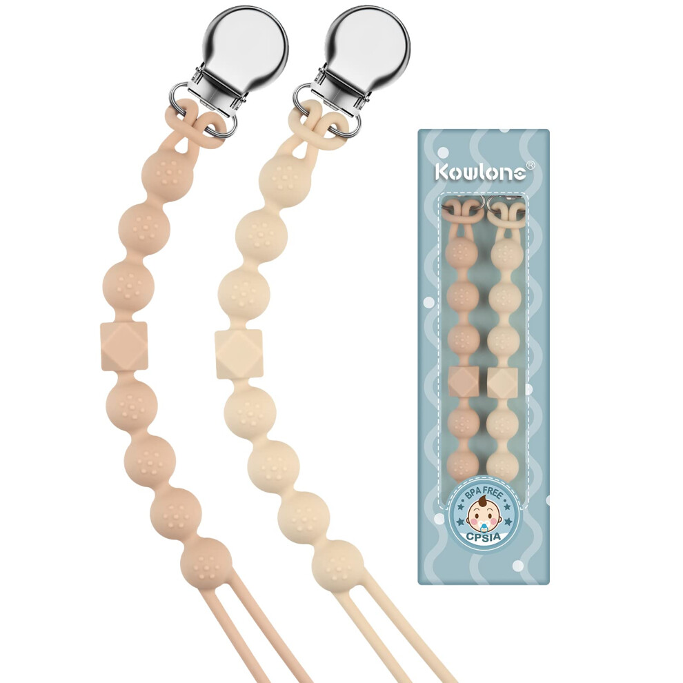 Dummy Clips Boys Girls Silicone Soother Pacifier Chain Flexible Binky Holder Set With Texture For Teething Baby Unisex Newborn Dummies 1-Piec Kowlone